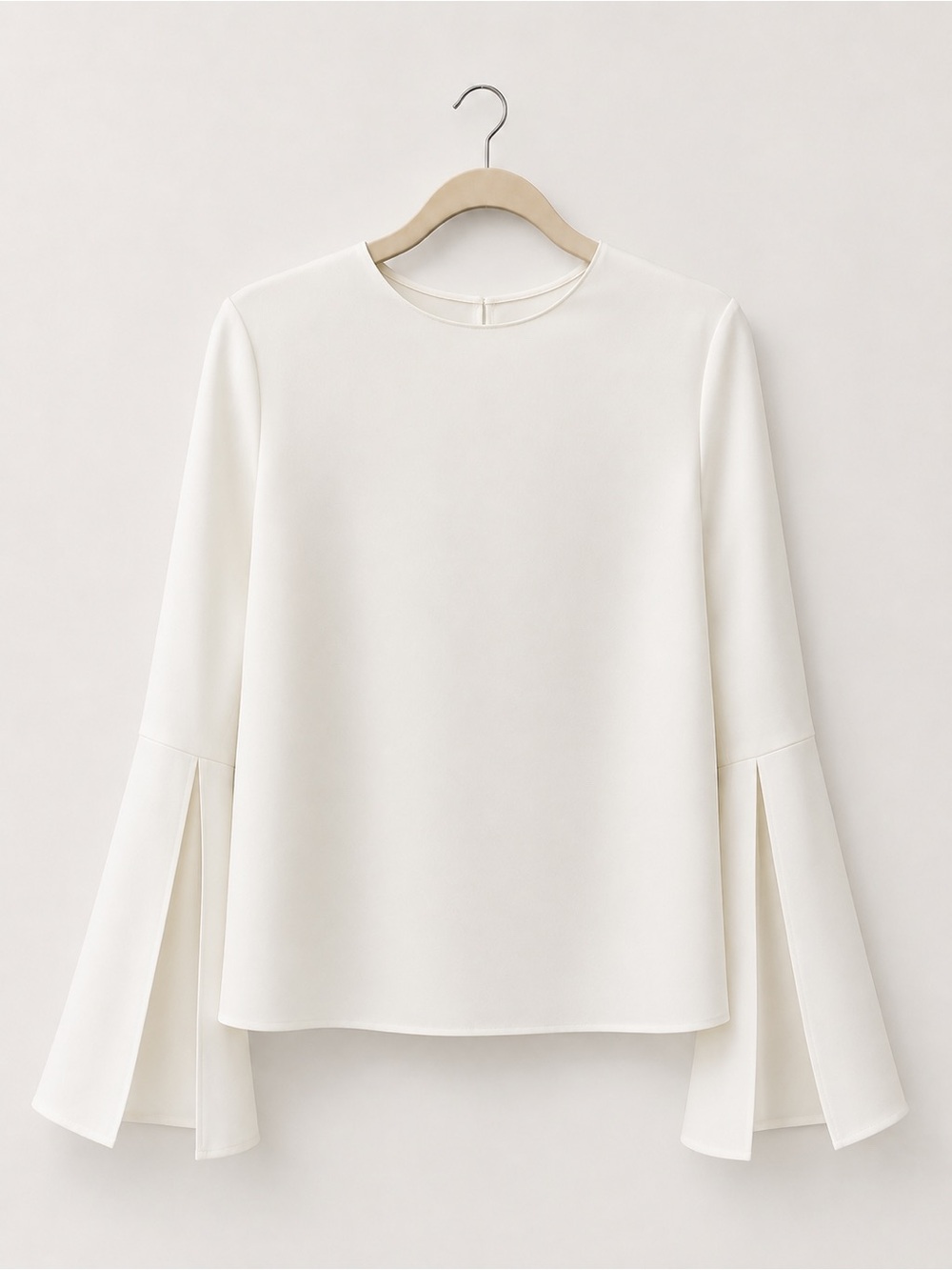 Minimalist White Bell-Sleeve Blouse
